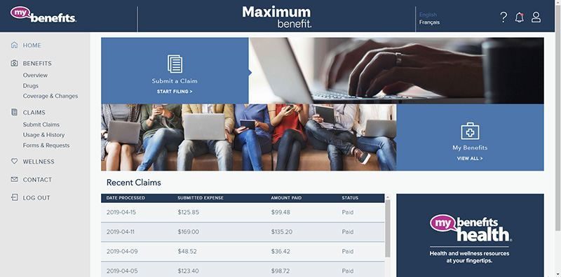 Screenshot of Maximum Benefit members area